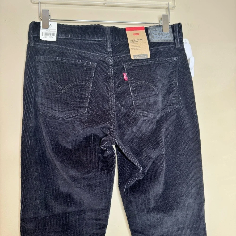 Levis 311 Shaping Skinny Corduroy Pants Black Midrise Jeans Women Sz 30x30 NEW